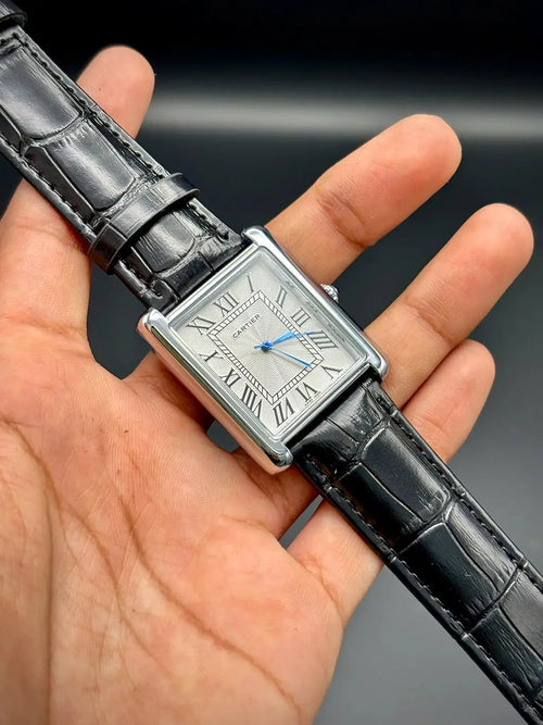 Cartier Tank – White Dial with Black Leather Strap ZS BRAND