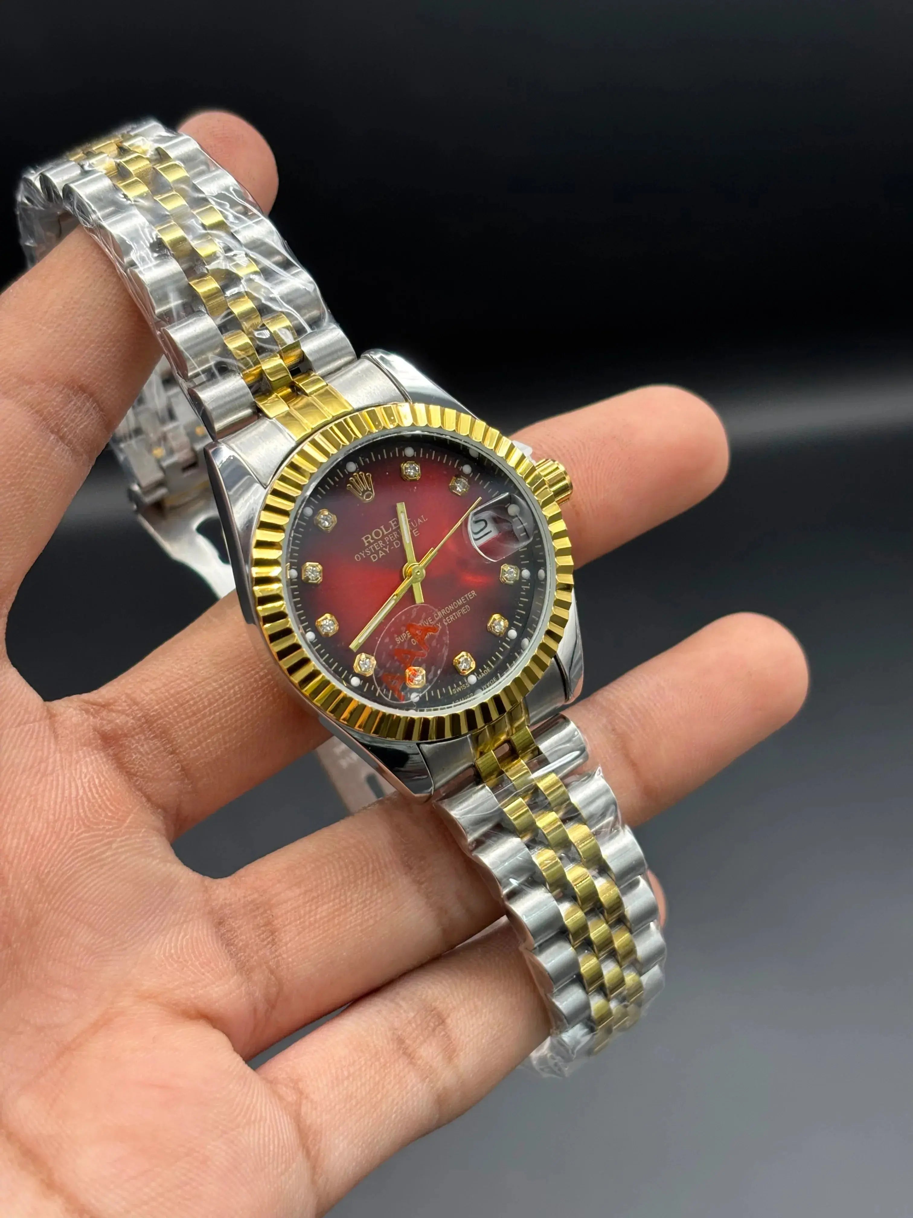 Rolex Datejust 36 – Two-Tone Gold & Steel with Red Vignette Diamond Dial ZS BRAND