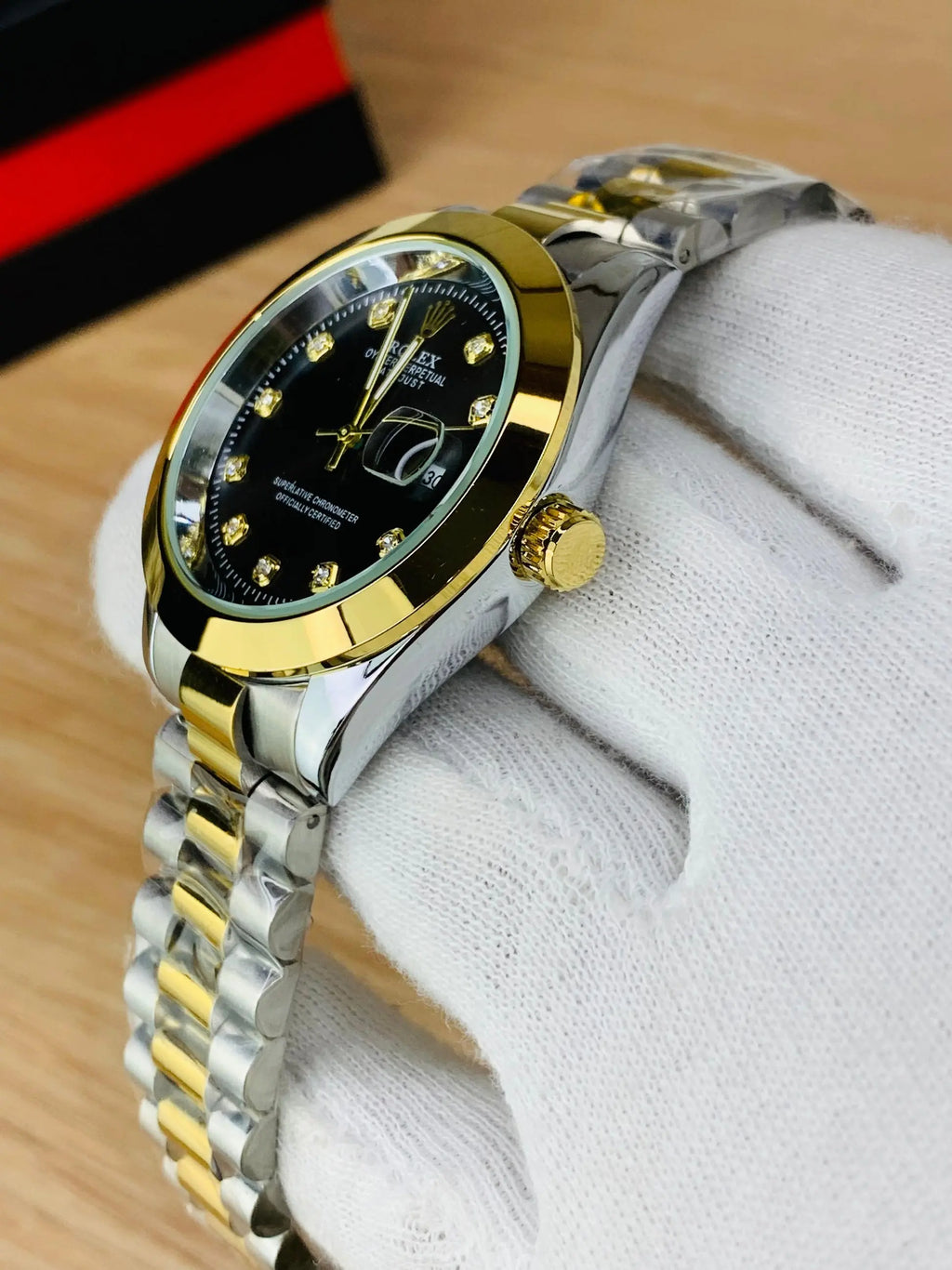 Men - Date Only - Two Tone Black Dial ZS BRAND