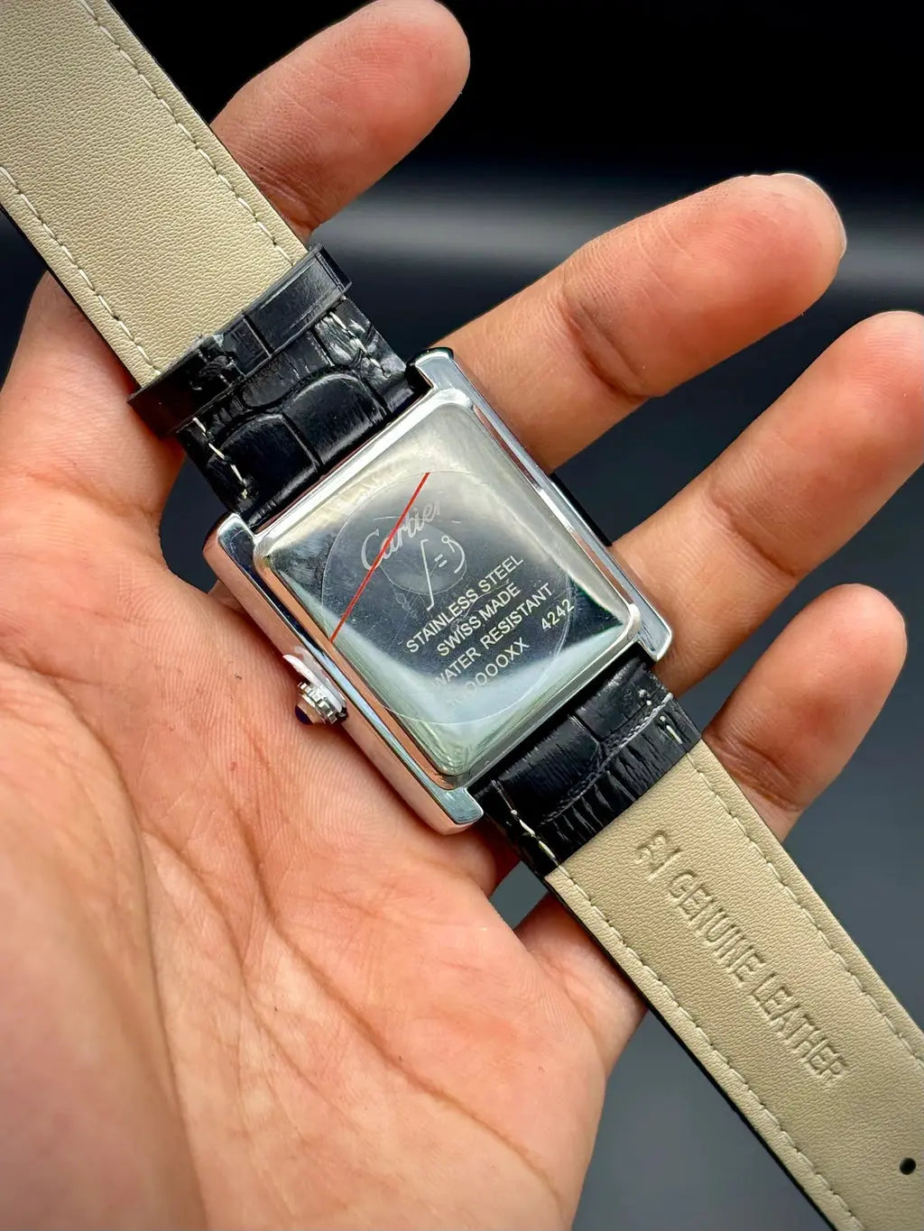 Cartier Tank – White Dial with Black Leather Strap ZS BRAND