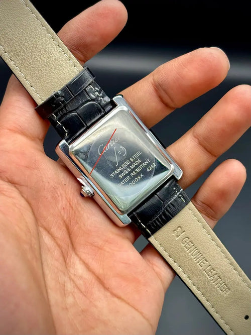 Cartier Tank – White Dial with Black Leather Strap ZS BRAND