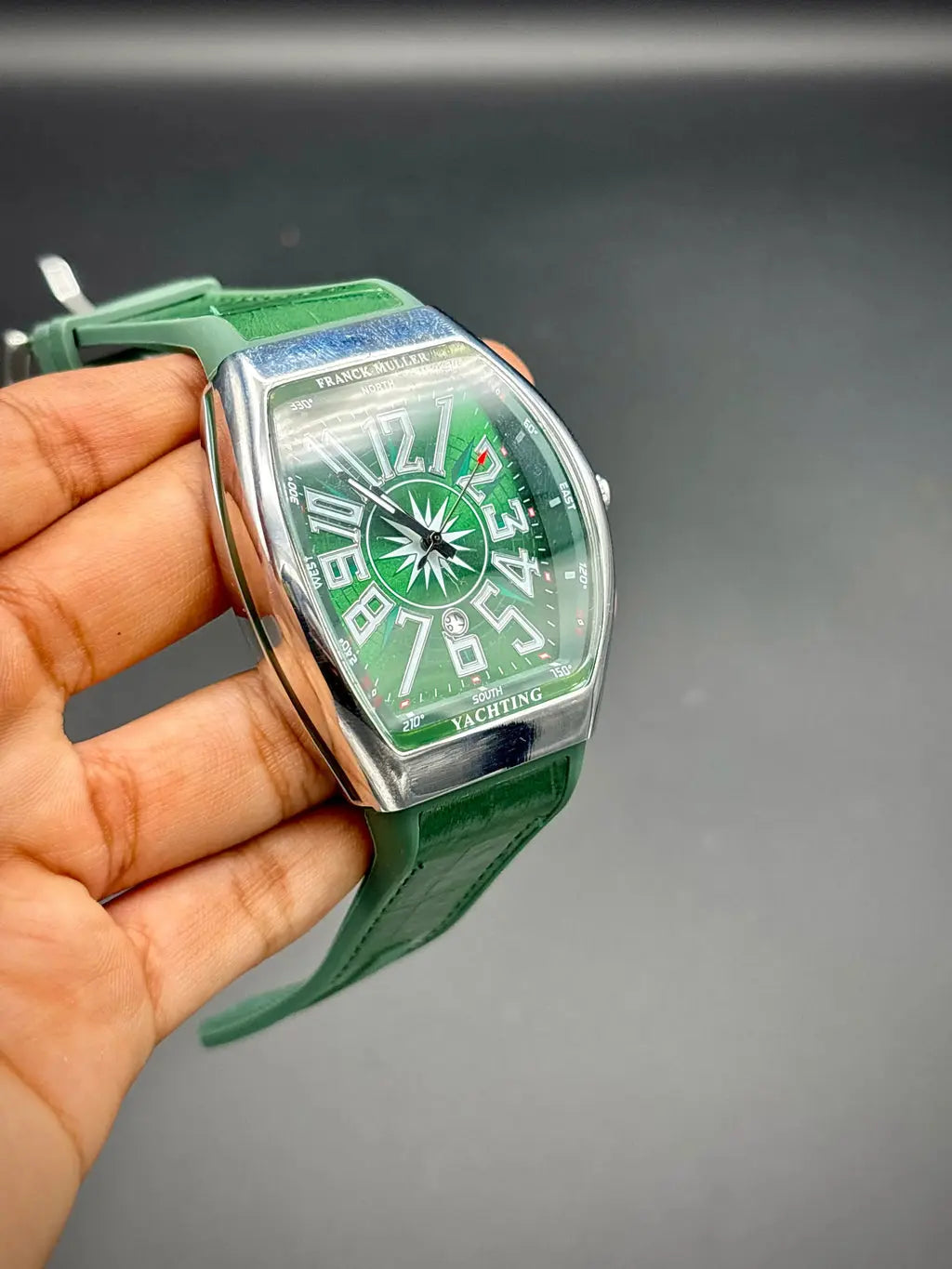 Franck Muller – Green Dial with Silver Case & Green Leather Strap ZS BRAND