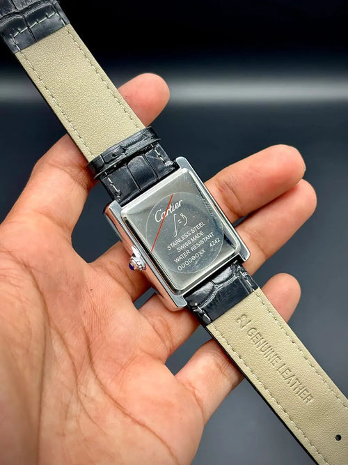 Cartier Tank – Black Dial with Black Leather Strap ZS BRAND