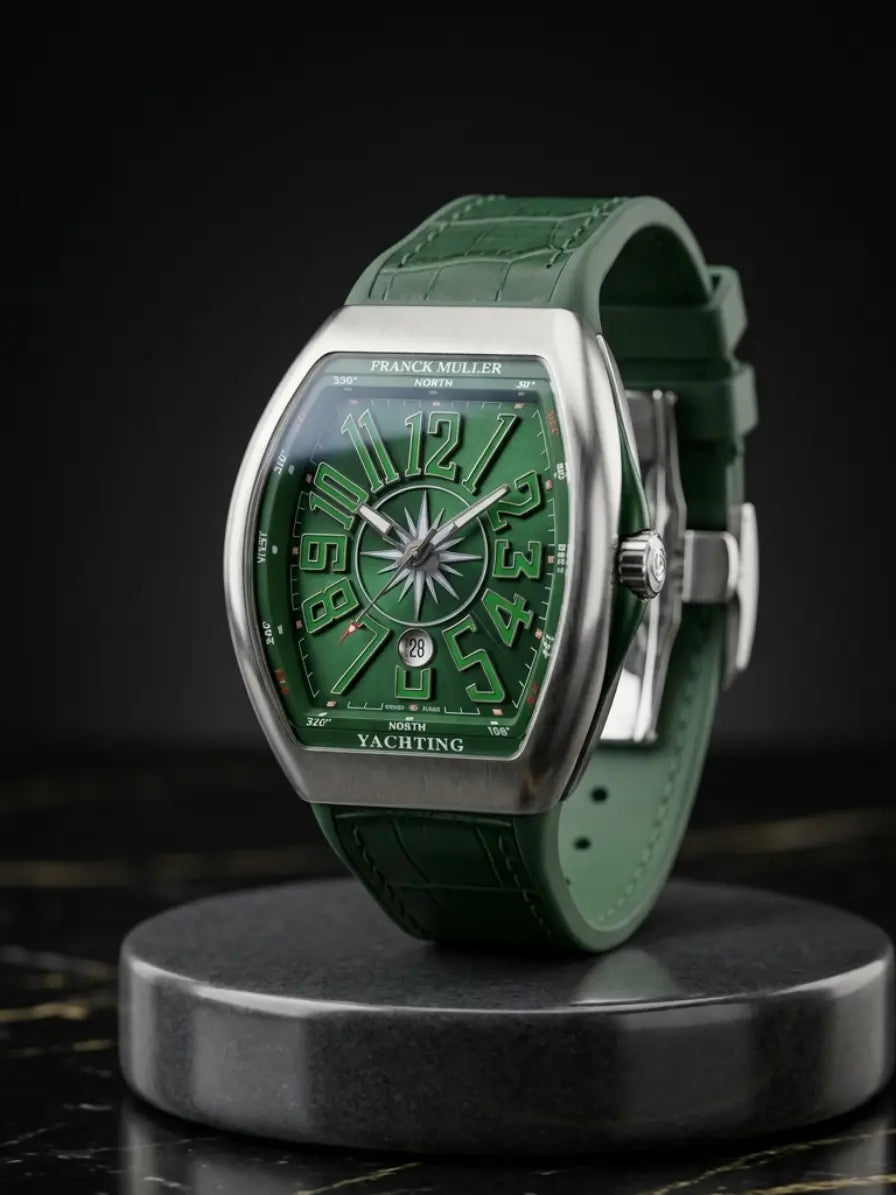 Franck Muller – Green Dial with Silver Case & Green Leather Strap ZS BRAND