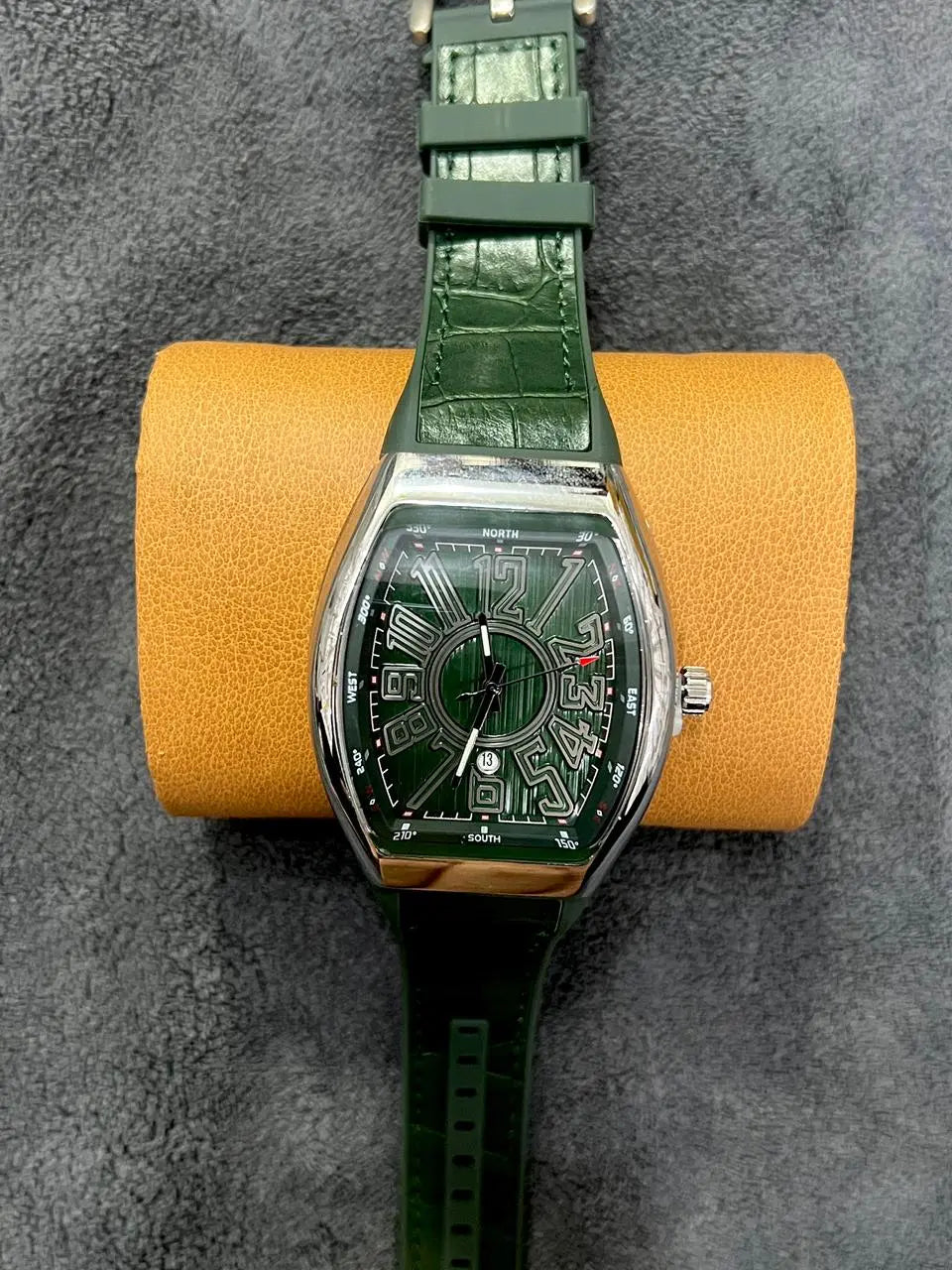 Franck Muller – Green Dial with Silver Case & Green Leather Strap ZS BRAND