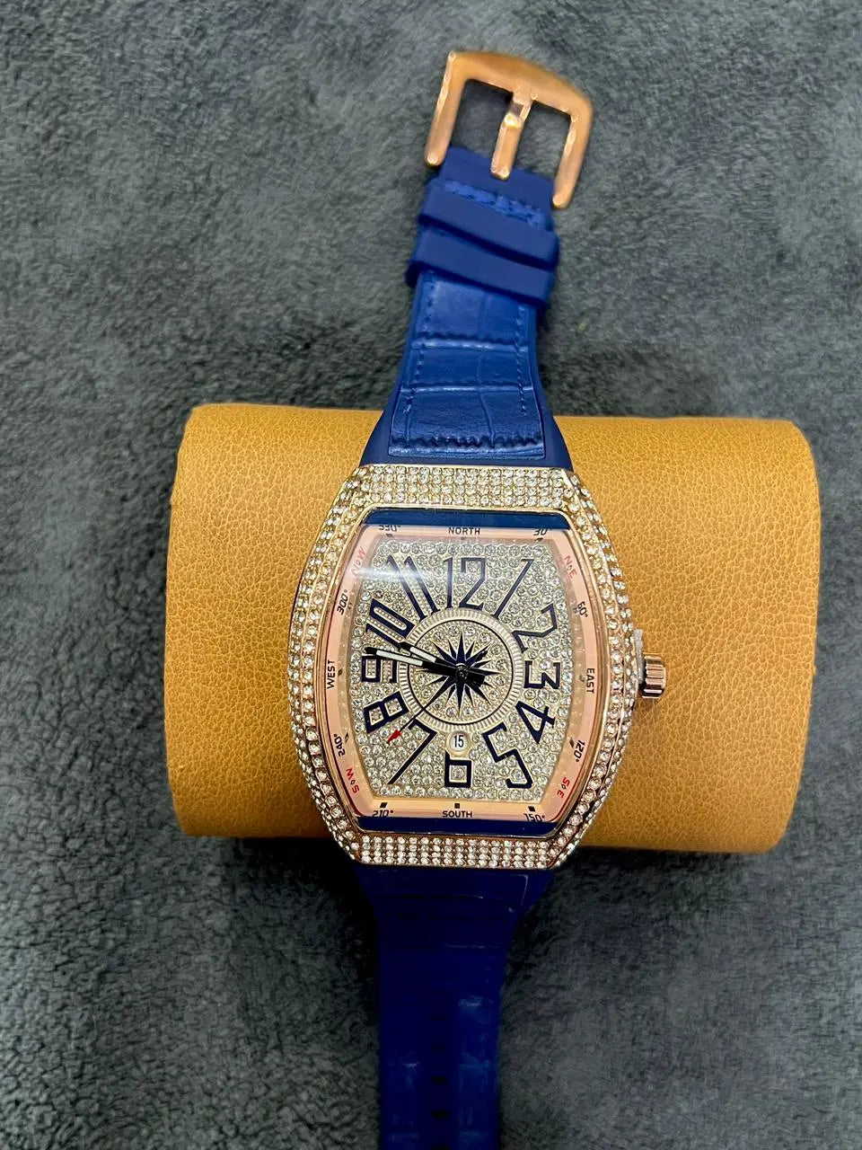 Franck Muller –Golden Dial with Golden Case & Blue Leather Strap ZS BRAND
