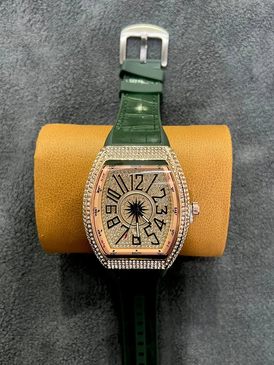 Franck Muller - Golden Dial with Golden Case & Green Leather Strap ZS BRAND